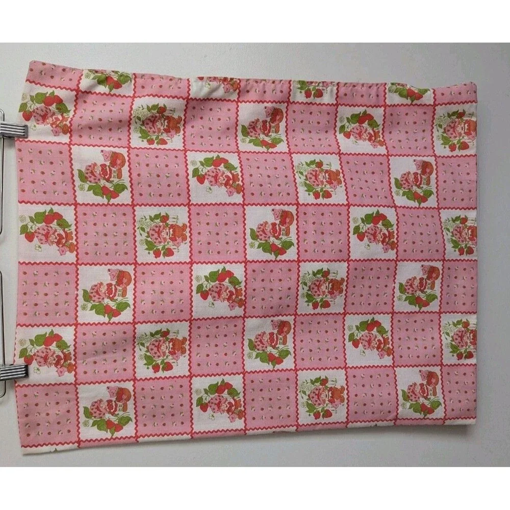 Vintage Handmade Strawberry Shortcake Fabric Pillowcase Zip Sleepover Pockets